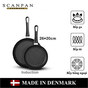 Bộ 2 chảo chiên/ rán đáy từ chống dính Scanpan Classic 20+26cm 53000204 sản xuất Đan Mạch, bảo hành 3 năm