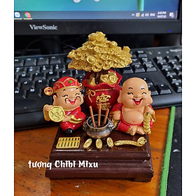Mua Combo Thần Tài - Thổ Địa 249K (gồm 02 tượng 4cm + cây tiền + lư hương + đế vuông + 05 vật phẩm kèm theo) tặng 10 nhang
