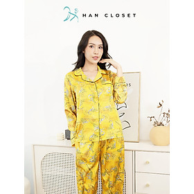 Bộ Đồ Ngủ Pijama Lụa Pháp Cao Cấp Mặc Nhà Đẹp Mềm Mịn Thoáng Mát – HAN CLOSET