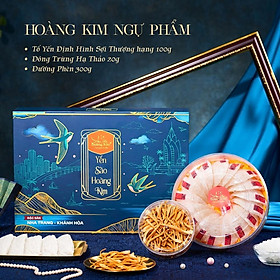 Yến Sào Hoàng Kim - Hộp Quà Hoàng Kim Ngự Phẩm (100g Tổ Yến Tinh Chế Định Hình A5 & Đông Trùng) - Quà Biếu Tặng VIP, Đối Tác Cao Cấp Nhất
