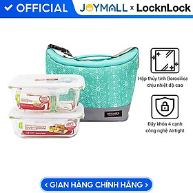 Mua Bộ Túi Hộp Cơm Thủy Tinh Lock&Lock 3EA LLG428M2 - Xanh Mint