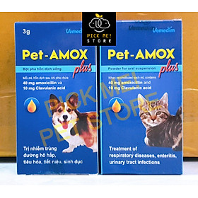Bột pha Pet Amox Plus Trị Hỗ Trợ Hô Hấp, Tiết Niệu cho Chó Mèo, Chim Cảnh