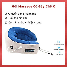 Gối Massage Cổ Chữ C, Bi Lăn Mạnh Mẽ, Gối Tựa Cổ Thư Giãn Đa Năng