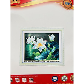 Tranh thêu kín chữ thập Hoa sen 606, kích thước 75*50 cm