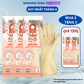 Mua 3 Tặng 2 - Găng Tay Cao Su Tay Lửng Ngọc Trai Hàn Quốc Size S
