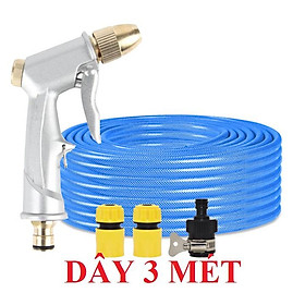 ️ Bộ dây vòi xịt nước rửa xe, tưới cây , tăng áp 3 lần, loại 3m, 5m 206701 đầu đồng,cút,nối nhựa đen