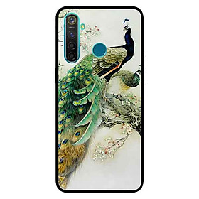 Ốp Lưng in cho Realme 5 Mẫu Chim Công Hoa Trắng - Hàng Chính Hãng
