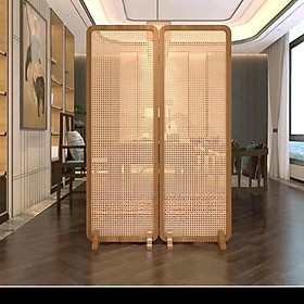 Mua Vách ngăn bình phong vân gỗ kết hợp lưới mây mắt cáo