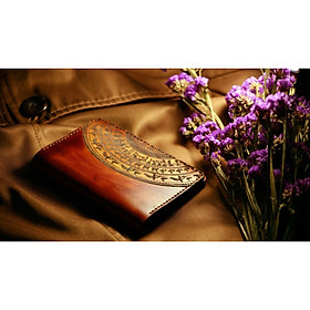 VÍ RAM TRỐNG ĐỒNG VÀNG NÂU DÁNG ĐỨNG (DA BÒ THUỘC THẢO MỘC) – MỆNH THỔ VÀ MỆNH KIM - HÀNG CHÍNH HÃNG