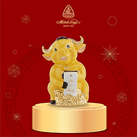 Trâu Hạnh Phúc Trang Trí Vàng 24K Gốm Sứ Minh Long