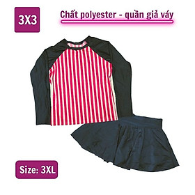Đồ bơi bé gái tay dài đáng yêu 45-60kg, quần giả váy- tay dài cho bé bơi lâu mà không sợ lạnh - 3X3:56-60kg