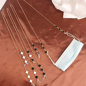 Dây đeo gọng kính mix cỏ 4 lá đen và trắng thời trang nam nữ cá tính chuỗi đeo khẩu trang airpod phụ kiện phong cách Hàn Quốc