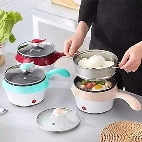 Nồi Lẩu Điện Mini Chống Dính Đa Năng Có Tay Cầm Kèm Tầng Hấp 18cm