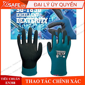 Găng tay bảo hộ đa dụng Takumi SG-1850 độ khéo léo cấp 5, phủ nitrile chống dầu nhớt, tăng độ bám, thoáng khí