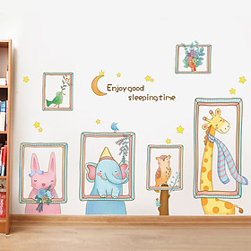 Decal dán tường chất liệu PVC loại 1 dày dặn, sắc nét,không độc hại, chuyên trang trí phòng khách, phòng ngủ, trang trí quán cafe,trang trí tết-khung ảnh hươu cổ dài- mã sản phẩm QR9230