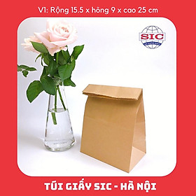 10 CHIẾC TÚI GIẤY KRAFT XI MĂNG V1: 15.5x9x25 cm KHÔNG QUAI ( ẢNH THẬT)