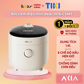 Nồi cơm điện mini 1.6L Bear DFB-C16K1 - 8 chế độ nấu ăn, hẹn giờ