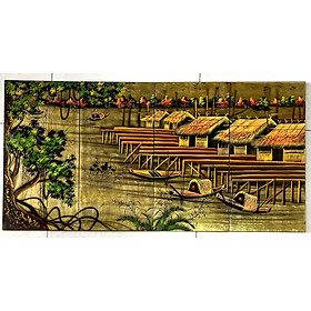 Mua Bộ Tranh sơn mài - ĐỒNG QUÊ VIỆT NAM - Size 60x120 cm - Nền dát vàng cao cấp