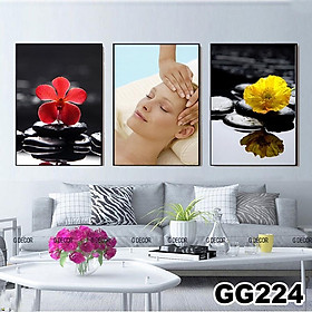 Mua Tranh treo tường canvas khung gỗ 3 bức phong cách hiện đại Bắc Âu trang trí spa phòng khách phòng ngủ phòng ăn 226