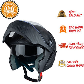 Mũ bảo hiểm Fullface Royal M179 Lật Hàm – Vân Carbon – 2 Kính