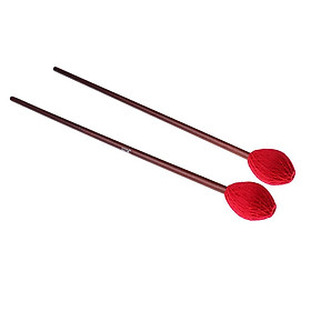 1 Pair Red Yarn Head Marimba Mallets with Maple Handle for Musical Percussion Instrument