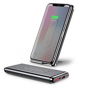 Pin sạc dự phòng không dây Baseus Dual Coil Wireless 10,000mAh, BS-10KP - cho iPhoneX/ XS Max/ Samsung S9/ N9/ Xiaomi/ Huawei (LCD, Type C/PD + QC3.0 , Wireless charge Power bank) - Hàng chính Hãng