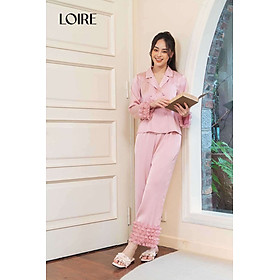 Bộ Đồ Ngủ Tay Voan Nhún Bèo Loirechic LPD12 (Áo dài & Quần dài)