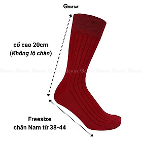 Tất vớ nam công sở, họa tiết gân chìm màu đỏ, chất cotton cao cấp hút ẩm thoáng khí - GOM-TAYGANCHIM-DO