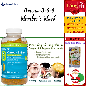 Hình ảnh Dầu Cá Omega 369 Member’s Mark Supports Heart Health Mỹ tăng sức khỏe cho tim, não, khớp, mắt và cải thiện da khô - Massel Official-325viên/hộp