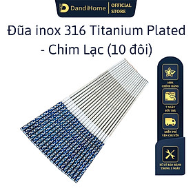 Bộ 10 đôi đũa inox 304 - 316 DandiHome 2020 chống trơn trượt, sang trọng, tinh tế