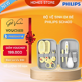 Bộ Dụng Cụ Chăm Sóc Em Bé PHILIPS AVENT SCH400 8 Món Nhập Khẩu Đức Gồm Lược, Bàn Chải, Nhiệt Kế, Cắt Móng, Hút Mũi - Hàng Nhập Khẩu