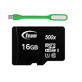 Mua Thẻ Nhớ 16GB Micro SDHC Team 500x Class 10 U1-80MB/s (Đen) - Hàng Chính Hãng  + Tặng Đèn Led