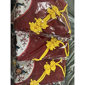 Sét bộ đón xuân sườn xám cổ tàu in hình chim công phong thủy 3 size từ 40 kg đến 65 kg.TAK01
