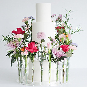 Acrylic Fillable Cake Stand Clear Cake Riser Cylinder Cake Holder Cake Pillars Round Display Stands for Celebration Wedding Party