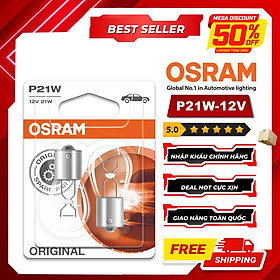 Hình ảnh Combo 2 Bóng Đèn Sau 1 Tim OSRAM Original P21W 12V 21W (Chân Thẳng)