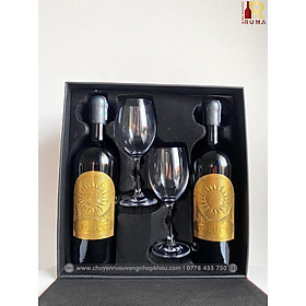 Mua  Set quà tặng cao cấp  2 chai vang Ý Tolucci 17 - Hộp da Pu cao cấp kèm 2 ly uống vang