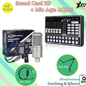 Mua Bộ livestream mic AQ220 Sound card H9 autu-tune chân dây livestream MA2- micro thu âm