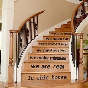 Removable in This House Wall Stickers Decal Quote Stairs Floor Art Bedroom