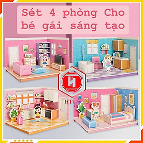 Combo 4 Mẫu Ngôi Nhà Búp Bê, Đồ Chơi Lắp Ráp Ngôi Nhà Cho Bé Bằng Xốp 4D, Đồ Chơi Trẻ Em HT SYS