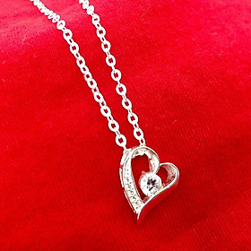 Dây chuyền nữ kèm mặt dây chuyền hình trái tim chất liệu bạc thật không xi mạ trang sức Bạc Quang Thản - QTBTS4