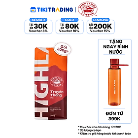 [ ĐƠN 399K TẶNG 1 BÌNH NƯỚC HIGHLANDS] Cà phê Rang xay Truyền Thống Highlands Coffee 200g