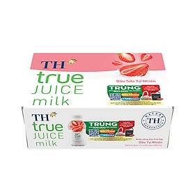 Thùng 24 chai Nước uống sữa trái cây TH True Juice Milk Dâu tự nhiên