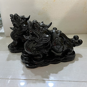 Mua Tì hưu đen phong thủy để bàn làm việc đá tự nhiên chế tác thủ công cho mệnh Mộc và Thủy