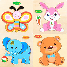 Combo 4 Bộ Tranh Ghép Gỗ Nổi