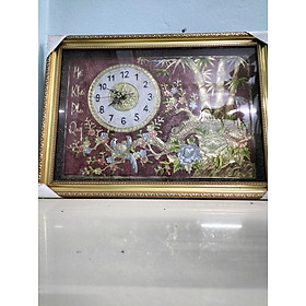 Quà tặng Tân Gia tranh phong thủy kết hợp Đồng hồ treo tường 50 x 70 cm