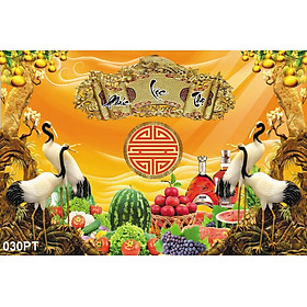 Mua TRANH DÁN TƯỜNG VẢI LỤA 3D PHÒNG THỜ GIA TIÊN TẶNG KÈM KEO DÁN - TRANH THỜ CÚNG - TRANH MÂM QUẢ CÂU ĐỐI DÁN