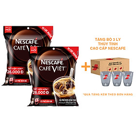 [Tặng Bộ 3 ly thủy tinh cao cấp NESCAFE] Combo 2 Bịch Cà phê đen hòa tan NESCAFÉ CAFÉ VIỆT (Túi 35 gói x 16g)