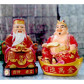 Bộ tượng hai ông Thần Tài-Thổ Địa áo đỏ loại đẹp-ba cỡ