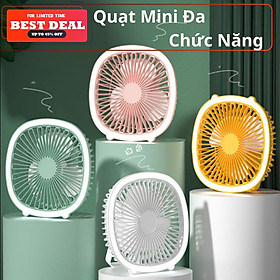 Mua Quạt Tích Điện Treo Tường Mini Cầm Tay 3 Chế Độ Gió   Quạt Để Bàn Tích Hợp Đèn Led  Kiêm Đèn Ngủ  Pin Trâu