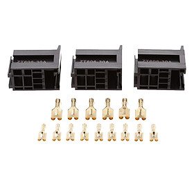 3 Sets Car 30A 5-Pin Relay Socket Holders With 4.8mm+ 6.3mm Copper Terminals